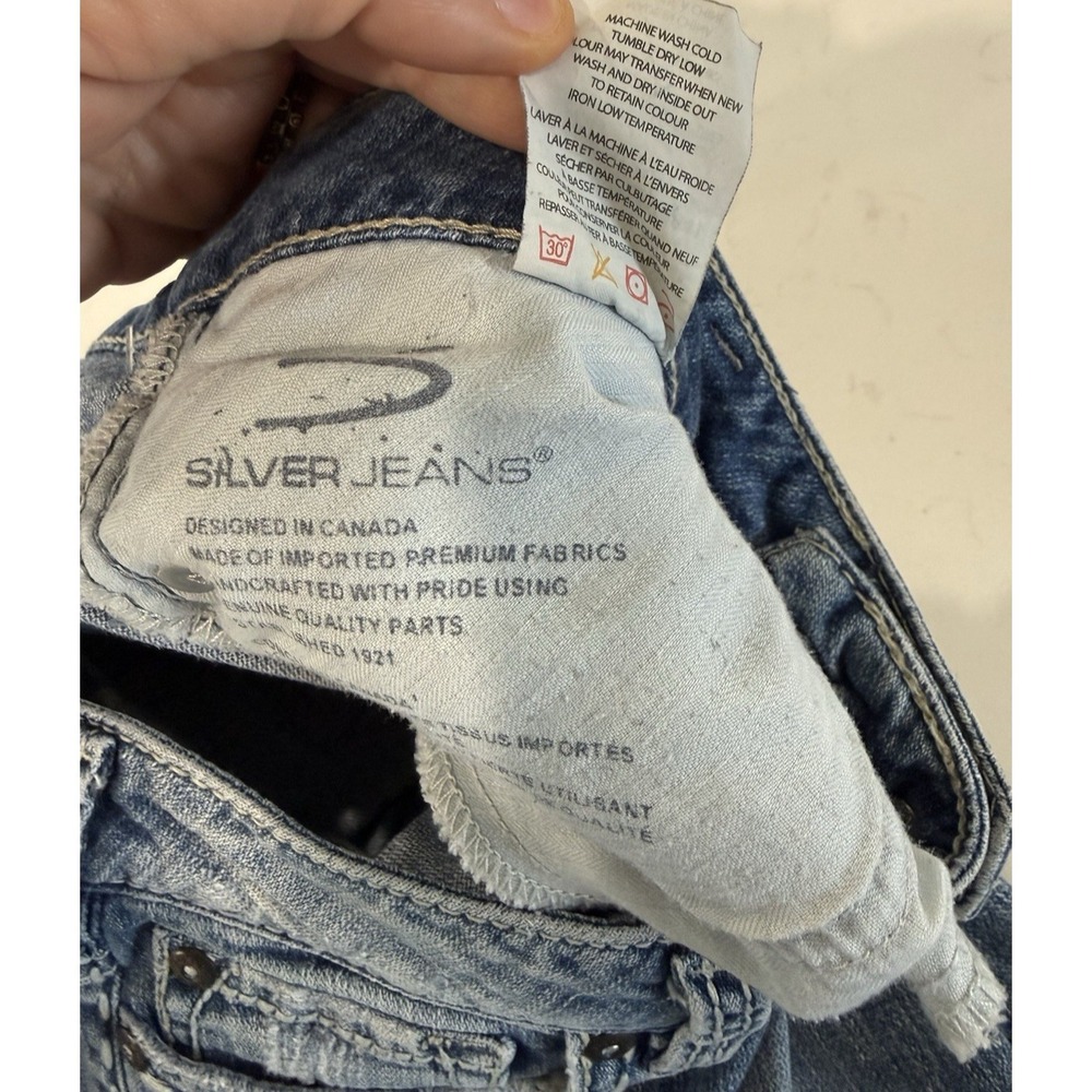 Silver Jeans Womens lightly Distressed Tuesday 20" Bootcut 30x33 White Stitch - Picture 7 of 10